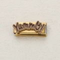 Italian modular gold bracelet link featuring embossed Yummy text in coffee brown - Coffee Yummy Style (6)