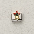 Christmas bell charm link in stainless steel with colorful rhinestones for DIY bracelets - Holly Bell Rhinestone Style (8)