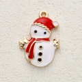 Kerst sneeuwpop hanger van emaille met rode muts voor DIY-sieraden maken - Sneeuwpop Stijl (3)