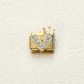 Charm modulare italiano in acciaio dorato con cuore di strass e motivo corona - Cuore con corona (6)