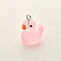 Pink translucent resin duck charm with silver metal ring for DIY jewelry making - Pink Translucent Little Duck (2)