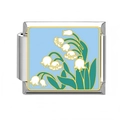 Italian modular bracelet charm in stainless steel featuring blue enamel lily of the valley - Lily of the Valley Light Blue Base (19)