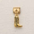 Italian charm link featuring a golden western cowboy boot pendant in stainless steel - Vintage Boot Style (10)