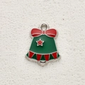 Ciondolo campana di Natale in lega con fiocco rosso e stella verde per gioielli - Stile Campanella Stella Verde (5)