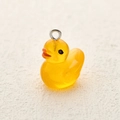 3D yellow resin duck pendant with glitter interior and silver metal connector ring - Bright Yellow Translucent Little Duck (4)