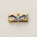 Italian charm link in gold stainless steel with a silver gothic bat design - Bat Relief Style (9)