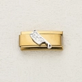 Italian charm link featuring a silver cleaver pendant on a matte gold stainless steel base - Kitchen Knife Style (10)