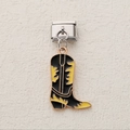 Italian charm bracelet link with black and yellow enamel cowboy boot pendant - Black Yellow Wavy Cowboy Boot (3)