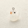 3D Entenanhänger aus cremeweißem Harz mit silbernem Metallring für DIY Schmuck - Milchweiß Durchscheinende Kleine Ente (6)