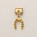 Golden horseshoe charm with Good Luck engraving for Italian modular charm bracelets - Good Luck Horseshoe Style (12)