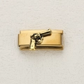 Italian charm link featuring a golden revolver handgun design for DIY bracelets - Pistol Shape (11)