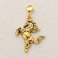 Golden alloy horse charm pendant with lobster clasp for DIY western jewelry making - Running Horse Style