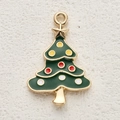 Ciondolo albero di Natale con smalto verde e stella dorata per gioielli fai da te - Stile Albero di Natale a Pois (8)