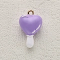 Sweet purple heart pendant with white melting effect in copper alloy and enamel finish - Purple Heart Ice Cream Shape (1)