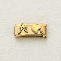 Gold Italian charm link with embossed eagle and axe patterns in stainless steel - Eagle and Axe Style (12)