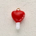 Red and white heart-shaped enamel charm pendant with gold ring for jewelry making - Red Heart Shape (2)