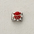Italian charm link in stainless steel with red enamel clown and sparkling crystals - Red Clown Enamel Style (15)