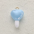 Sweet light blue heart-shaped copper alloy pendant with gold bail and white details - Blue Heart Shape (4)