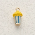 Popcorn shaped copper charm with yellow enamel and blue striped bucket design - Popcorn Blue White Box Style (8)
