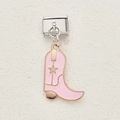 Pink enamel cowboy boot Italian charm with gold star detail on stainless steel link - Pink Gold Star Cowboy Boot (9)