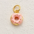 Pink enamel donut pendant in gold-tone metal finish for sweet style jewelry - Pink Donut Style (10)