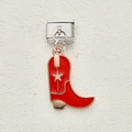Italian charm bracelet module featuring a red enamel cowboy boot pendant with star - Red Gold Star Cowboy Boot (10)