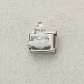 Italian modular charm in stainless steel featuring a white wave-patterned Christmas tree - White Wave Pattern Christmas Tree Style (19)