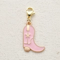 Pink enamel western cowboy boot charm with gold star detail and lobster clasp - Pink Cowboy Boot Style