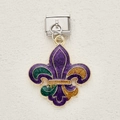 Italian charm link with fleur-de-lis pendant in purple green gold glitter finish - Tricolor Glitter Fleur De Lis (12)