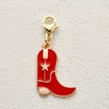 Western style red cowboy boot pendant with gold star and lobster clasp for DIY jewelry - Red Cowboy Boot Style