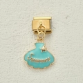 Golden shell charm with blue enamel and Summer text for Italian modular bracelets - Blue Shell (Summer)