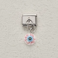Charm modulaire italien en acier inoxydable avec un design d'œil bleu injecté de sang - Style Œil Bleu (5)