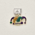 Italian charm link with colorful glitter clown hat pendant in stainless steel - Tricolor Glitter Jester Hat (13)