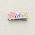 Italian modular stainless steel charm featuring a pink wink star and Wink text - Star Wink Style (20)