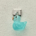 Translucent blue resin duck modular link charm with silver glitter for DIY bracelet - Glitter Lake Blue Duck (3)