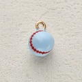 Blue baseball pendant charm with red stitching and gold ring for jewelry making - Blue Baseball Shape (12)