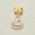 Golden Italian modular shell charm with pink marble finish and Summer lettering - White Shell (Summer)
