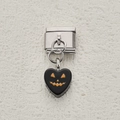 Charme modulaire italien en acier inoxydable avec pendentif cœur citrouille noir - Style Citrouille Cœur Noir (6)