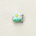 Modulo per bracciale italiano in acciaio inossidabile con un fiore azzurro in resina - Fiore Blu Chiaro (20)
