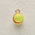 DIY baseball-style yellow enamel alloy pendant with red stitching and golden ring - Yellow Baseball Shape (13)