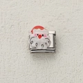 Italian charm link featuring a Santa Claus design in polished stainless steel for bracelets - 3D Santa Claus Style (23)