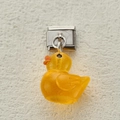Glittery yellow resin duck pendant charm with stainless steel modular link for DIY bracelets - Glitter Bright Yellow Duck (4)
