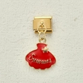 Italian charm link with red shell pendant, golden star and Summer text engraving - Red Shell (Summer)