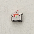 Italian modular charm in stainless steel featuring a festive snowman with heart detail - Striped Hat Snowman Style (24)