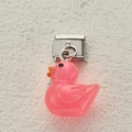Pink glitter resin duck charm for Italian modular stainless steel charm bracelets - Glitter Pink Duck (5)