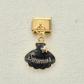 Italian modular charm featuring a black enamel shell with golden Summer text and star - Black Shell (Summer)