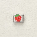 Link per bracciale italiano con fragola rossa su base in acciaio inossidabile per DIY - Fragola Rossa 3D (22)