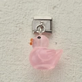 Italian charm link with pink translucent glitter resin duck and stainless steel square base - Glitter Light Pink Duck (6)