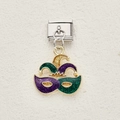Italian modular charm featuring a colorful masquerade mask with glitter in stainless steel - Tricolor Glitter Butterfly Mask (16)