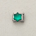 Italian modular charm in stainless steel featuring a faceted dark green star-shaped gem - Green Star Gemstone Style (26)